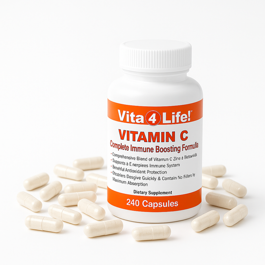 Vita4Life! Vitamin C Immune Support - 240 Capsules - High Potency with Zinc & Bioflavonoids