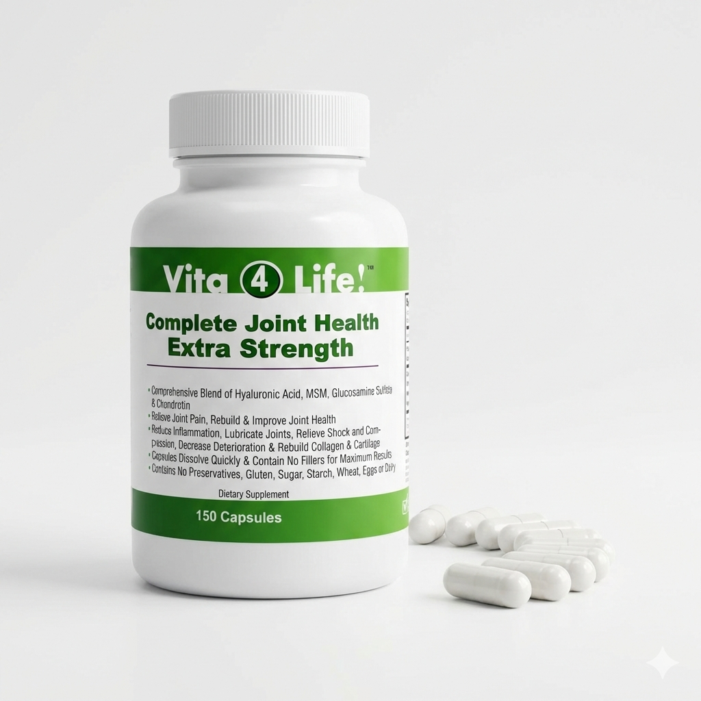 Vita4Life! Complete Joint Health Extra Strength - 150 Capsules - Glucosamine, Chondroitin, MSM & Hyaluronic Acid for Mobility & Pain Relief