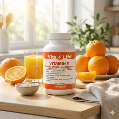 Vita4Life! Vitamin C Immune Support - 240 Capsules - High Potency with Zinc & Bioflavonoids