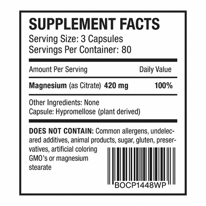 Vita4Life! Magnesium Citrate 420 mg - 240 Capsules  High Absorption Formula for Muscle, Nerve & Heart Support